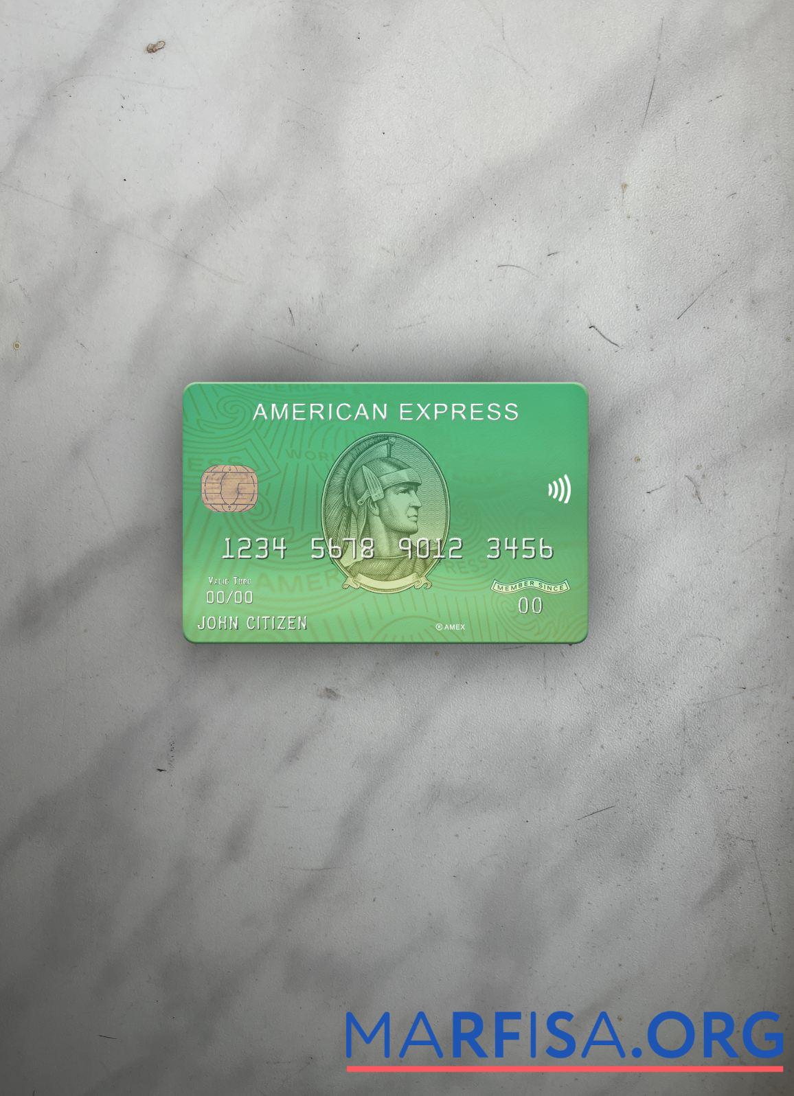 Realistic USA Waste Management bank AMEX Card photolook front download for verification